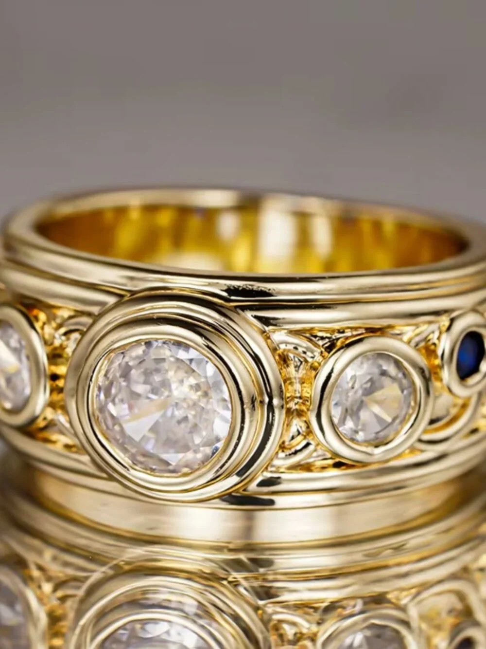 NEW 14k Yellow Gold Diamond Ring Gold Eternity Diamond Ring - Picture 5 of 6